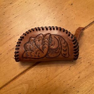 Vintage Leather Hand Tooled Coin Purse